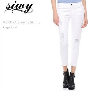 Siwy Slouchy White Skinny Distressed Jeans Ripped